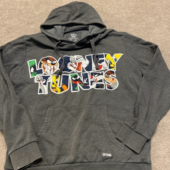 Warner Bros. Other - Six Flags Looney Tunes Hoodie – Size M – Charcoal Grey